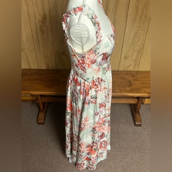 Guess Floral Green and Pink Susanna Midi Dress Size M - Picture 8 of 15